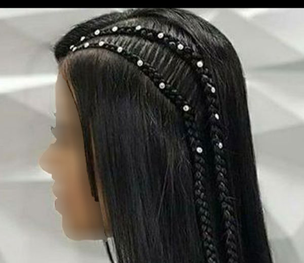 model of front hair weave with pearls 22 - مدل بافت مو با مروارید 1402 جدید +100 مدل