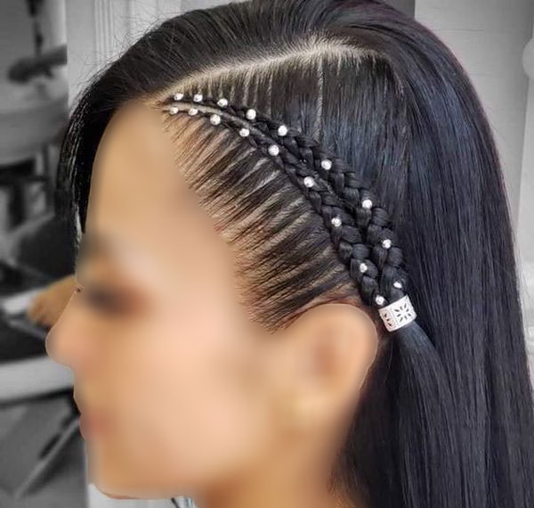 model of front hair weave with pearls 23 - مدل بافت مو با مروارید 1402 جدید +100 مدل