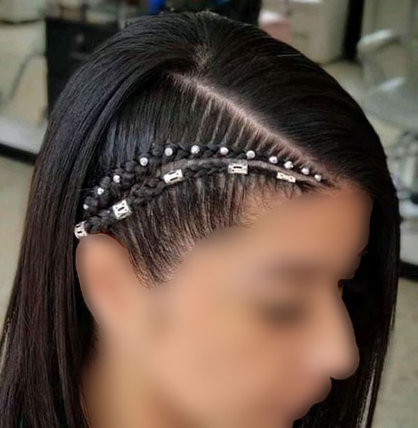 model of front hair weave with pearls 25 - مدل بافت مو با مروارید 1402 جدید +100 مدل