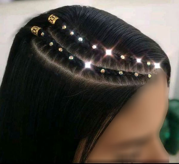 model of front hair weave with pearls 26 - مدل بافت مو با مروارید 1402 جدید +100 مدل