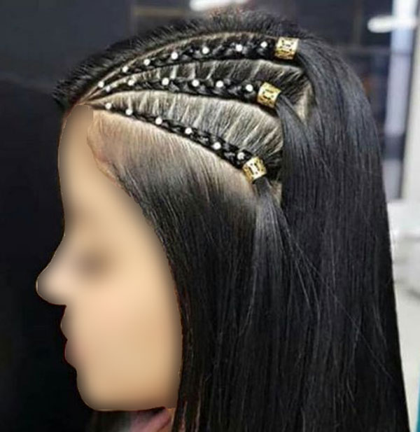model of front hair weave with pearls 30 - مدل بافت مو با مروارید 1402 جدید +100 مدل