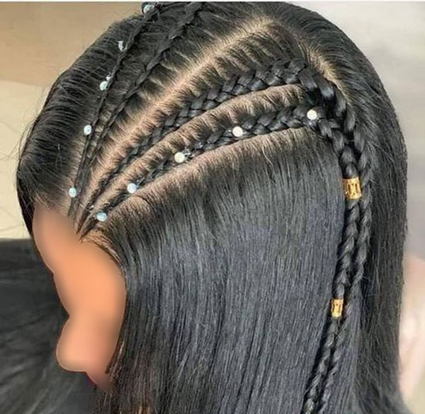 model of front hair weave with pearls 35 - مدل بافت مو با مروارید 1402 جدید +100 مدل