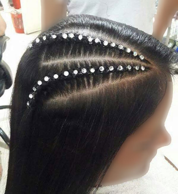 model of front hair weave with pearls 36 - مدل بافت مو با مروارید 1402 جدید +100 مدل