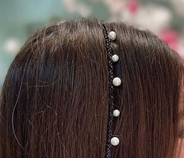 model of front hair weave with pearls 7 - مدل بافت مو با مروارید 1402 جدید +100 مدل