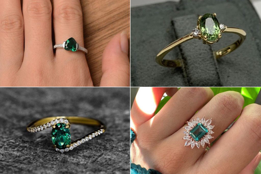 مدل انگشتر زنانه نگین سبز