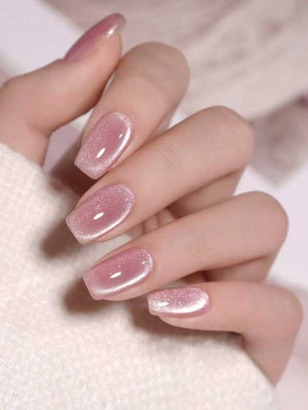 ناخن کروم صورتی فرنچ