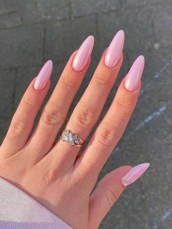 ناخن کروم صورتی فرنچ