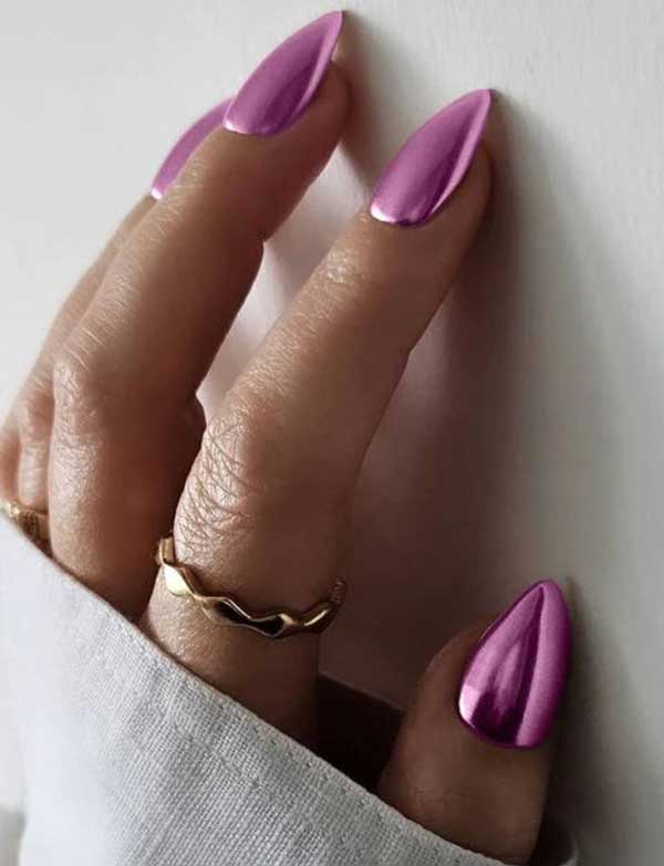 ناخن کروم صورتی فرنچ