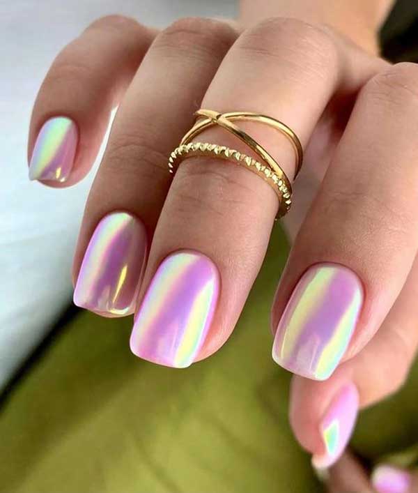 ناخن کروم صورتی فرنچ