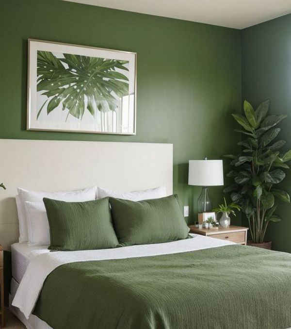 دکوراسیون به رنگ آرامش ۳۶ مدل اتاق خواب با تم سبز زیتونی ماگرتا