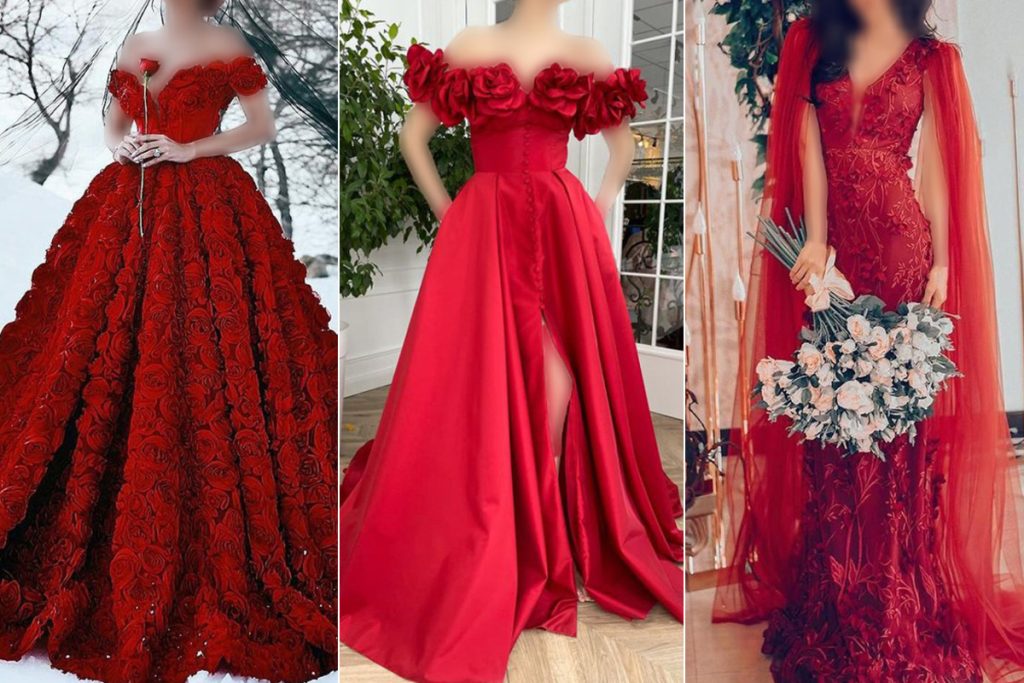 مدل لباس عروس قرمز