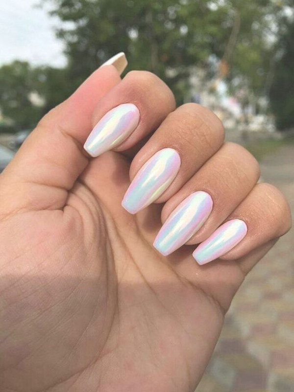 مدل ناخن کروم صدفی با پاپیون