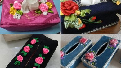مدل جا دستمال کاغذی روبان دوزی شده