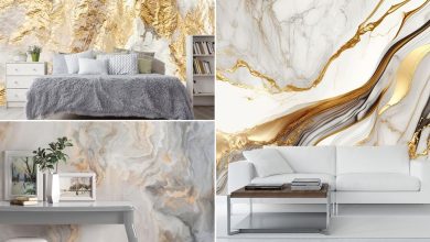 مدل کاغذ دیواری سفید طلایی