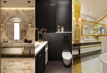 طراحی سرویس بهداشتی با تم طلایی