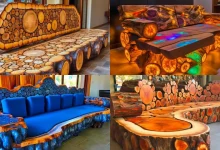 کاناپه های ساخته شده از چوب و اپوکسی
