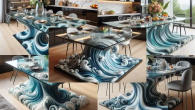 میز غذاخوری طرح موج اقیانوس