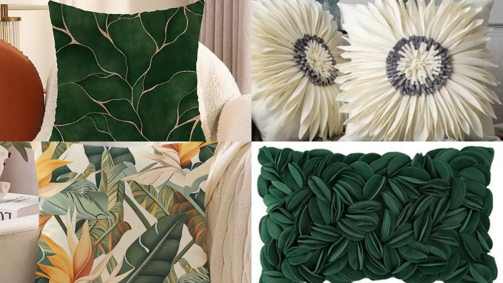 مدل کوسن رومبلی طرح برگ