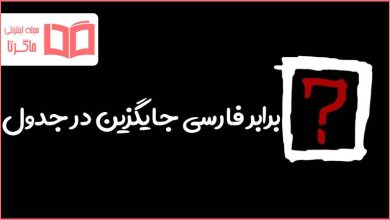 برابر فارسی جایگزین در جدول