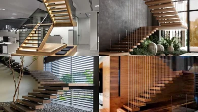مدل راه پله چوبی مدرن ویلایی