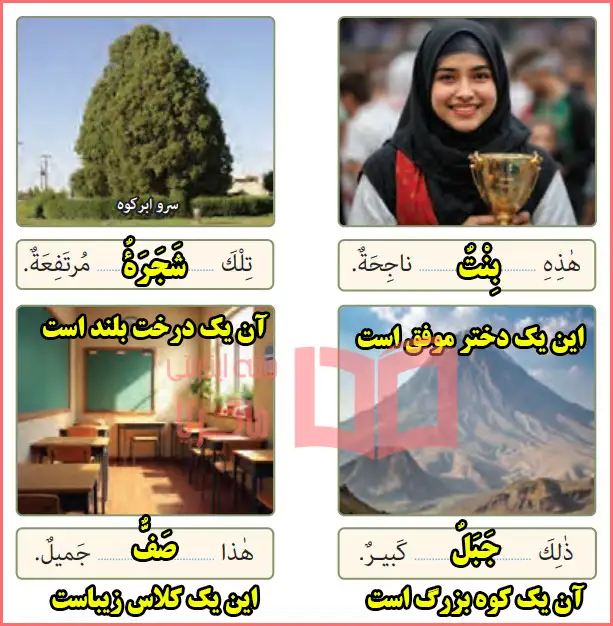 جواب تمرین دوم صفحه ۳۴ و ۳۵ درس ۴ عربی هفتم