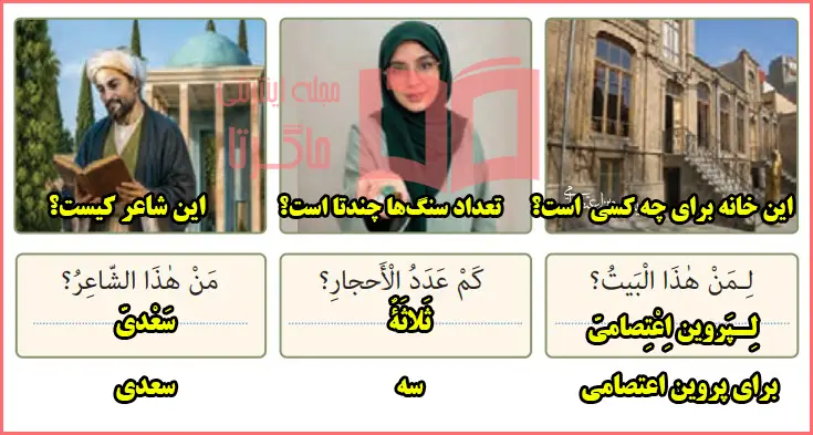 پاسخ تمرین دوم صفحه ۱۴ درس اول عربی هشتم