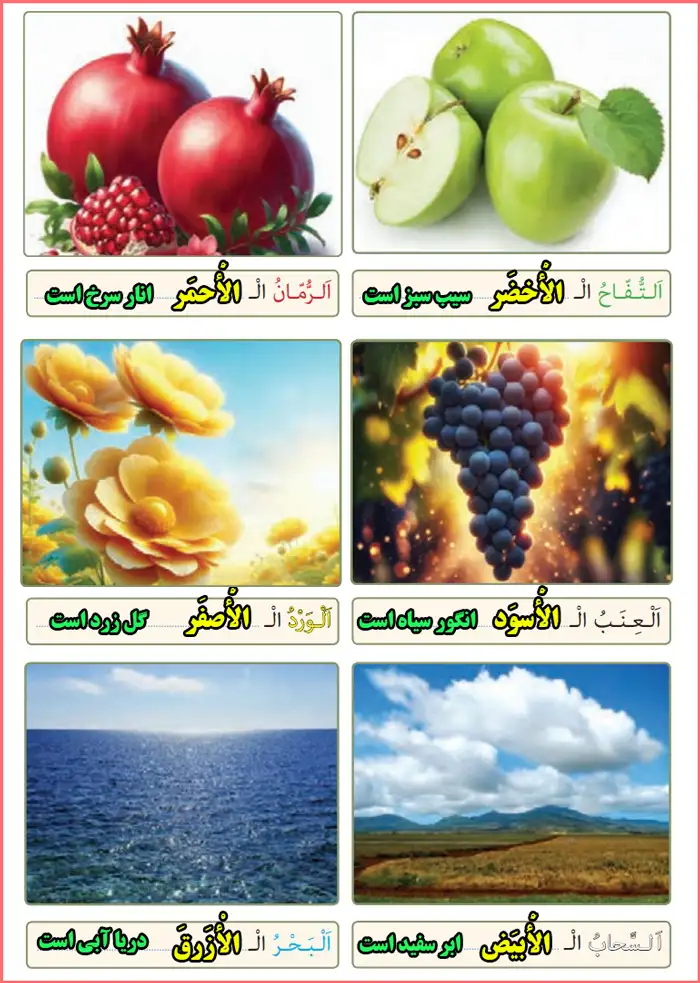 جواب تمرین ششم صفحه ۱۶ و ۱۷ درس اول عربی هشتم