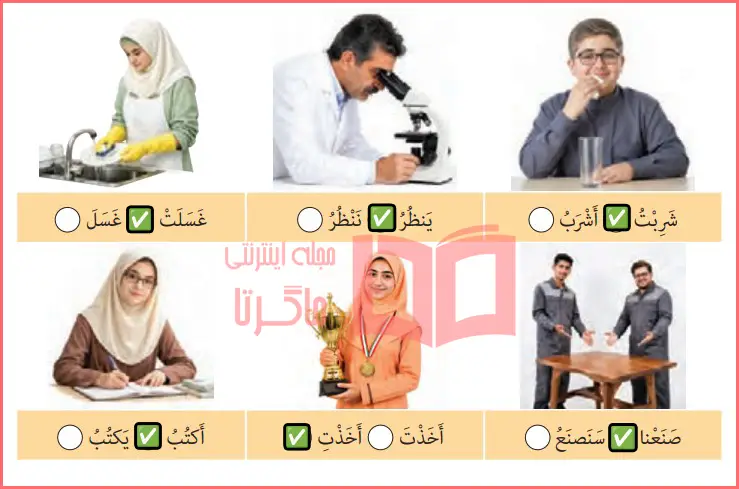 جواب و ترجمه تمرین برای خانه ۱ صفحه ۵۸ درس ۴ عربی هشتم