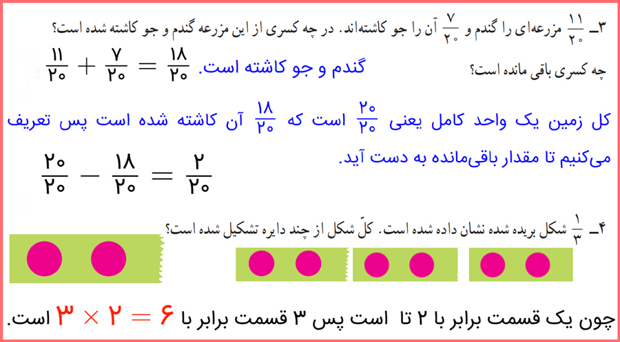 راه حل تمرینات صفحه 33 ریاضی چهارم دبستان