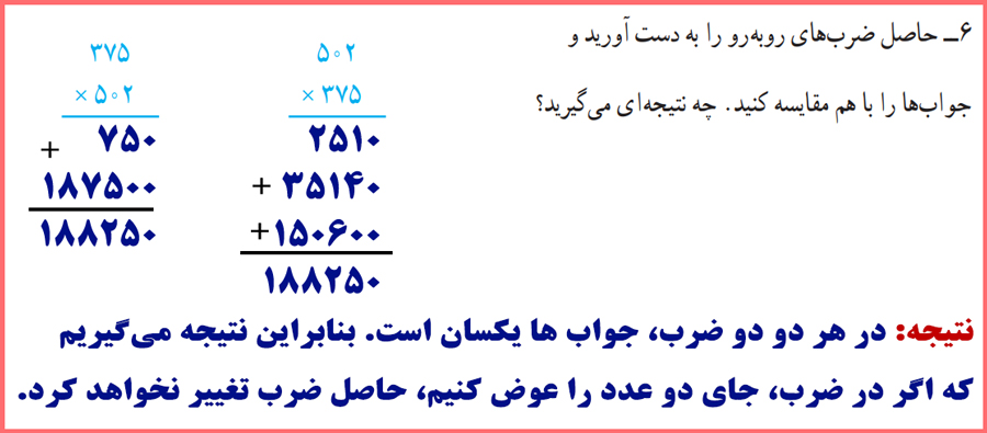 حل تمرینات صفحه 55 ریاضی چهارم ابتدایی با راه حل کامل