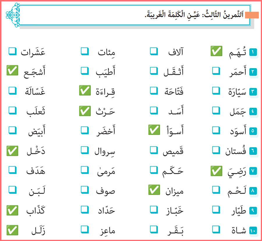 گام به گام التمارین درس 2 عربی دوازدهم هنرستان با توضیح