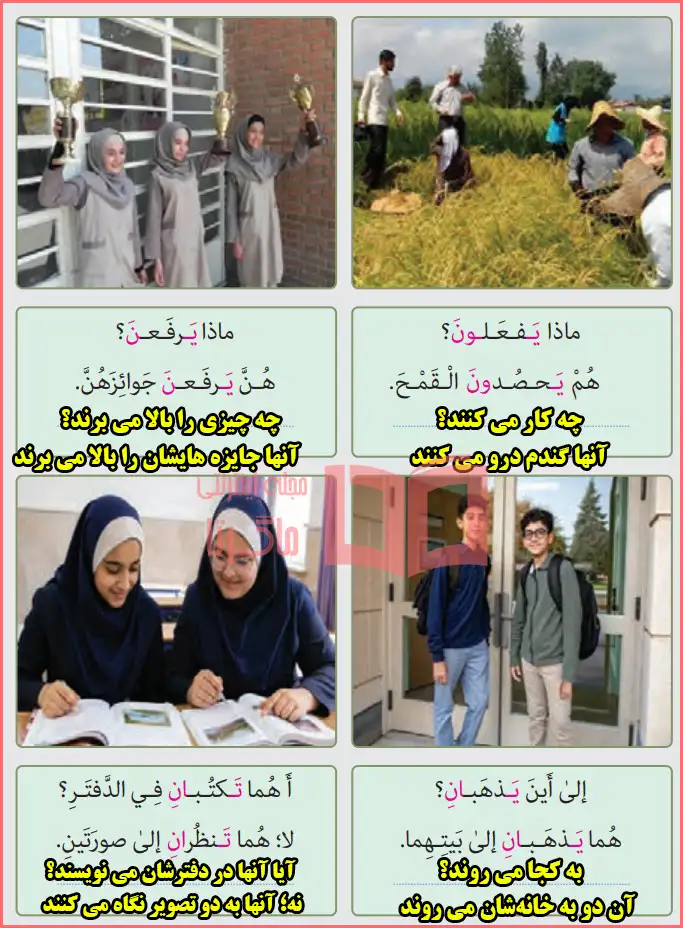 ترجمه بخش فعل مضارع صفحه ۱۰۱ درس هشتم عربی هشتم