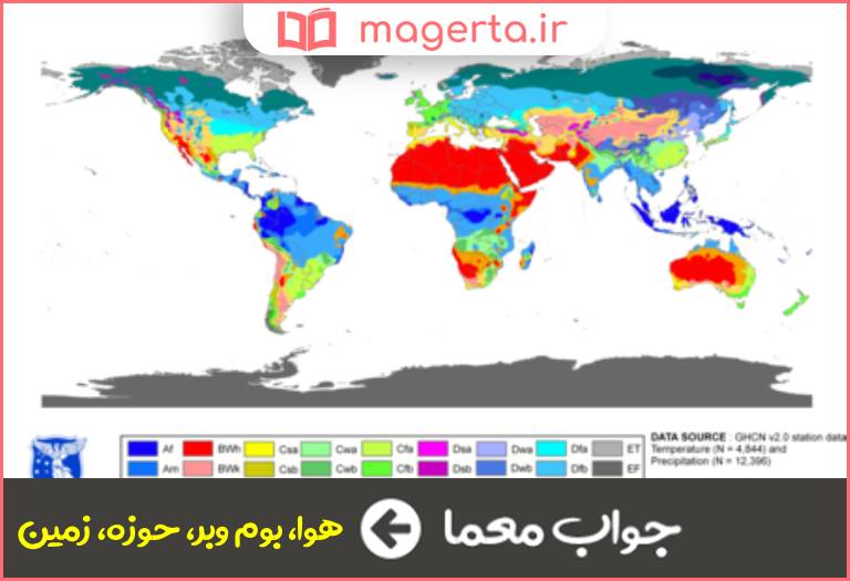 جواب معما اقلیم در جدول