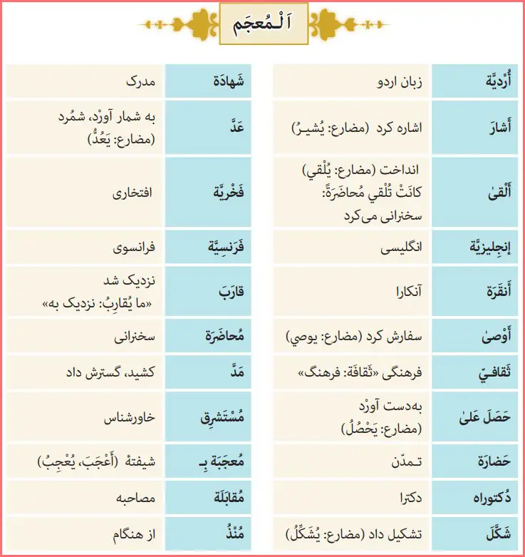 معنی کلمات جدید درس ششم عربی یازدهم