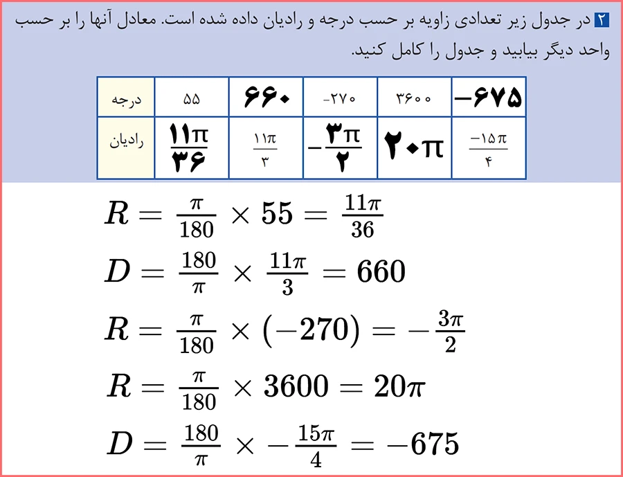جواب سوال ۲ کار در کلاس صفحه ۷۷ ریاضی یازدهم فنی
