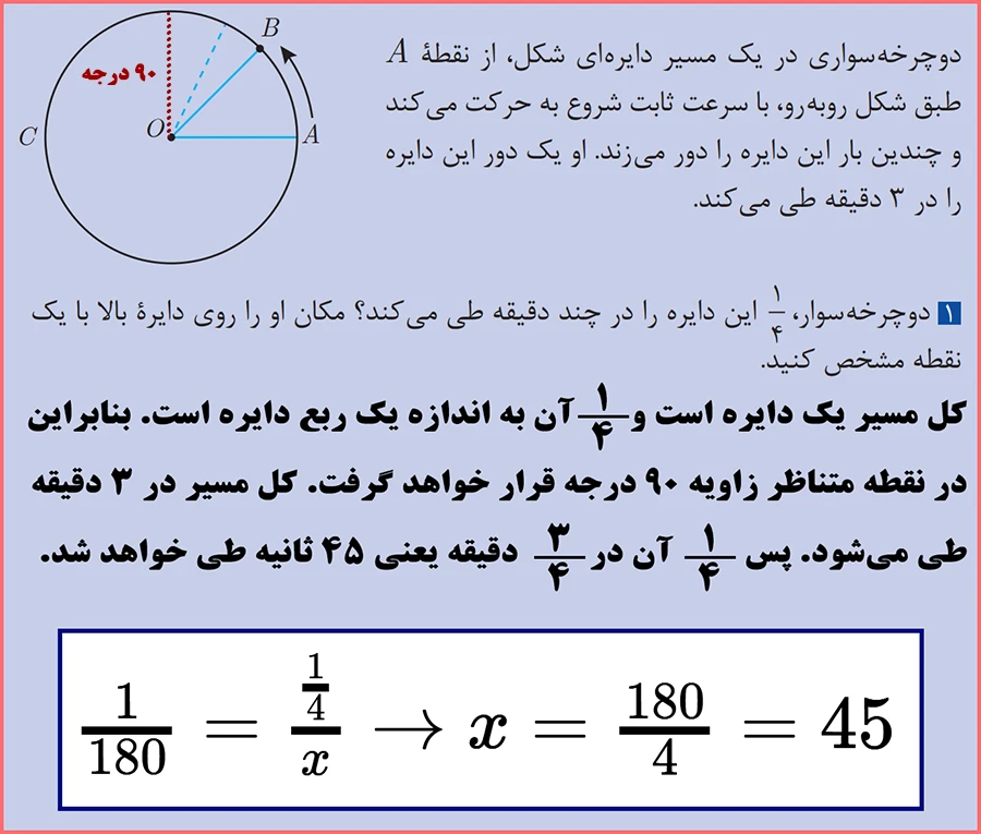 جواب سوال ۱ کار در کلاس صفحه ۷۲ ریاضی یازدهم فنی