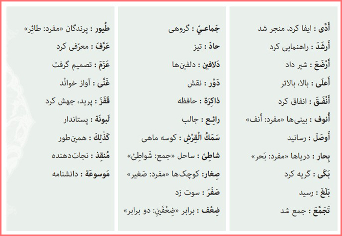 کلمات جدید درس هشتم عربی پایه دهم معارف اسلامی