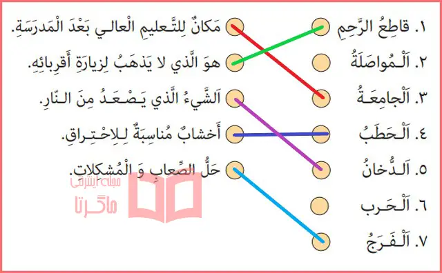 جواب تمرین پنجم صفحه ۵۷ عربی نهم