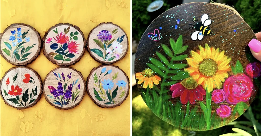 نقاشی روی چوب گرد فانتزی