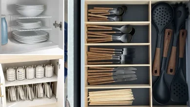 نحوه چیدن ظروف در کابینت برای عید امسال