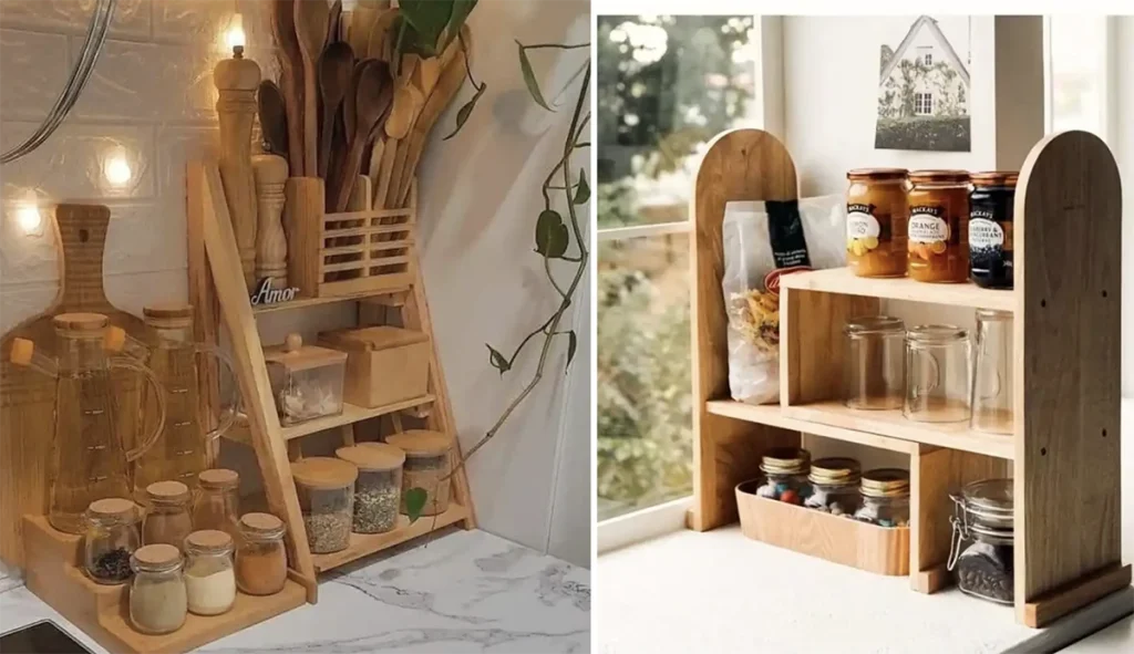 چیدن استند چوبی رو کابینت