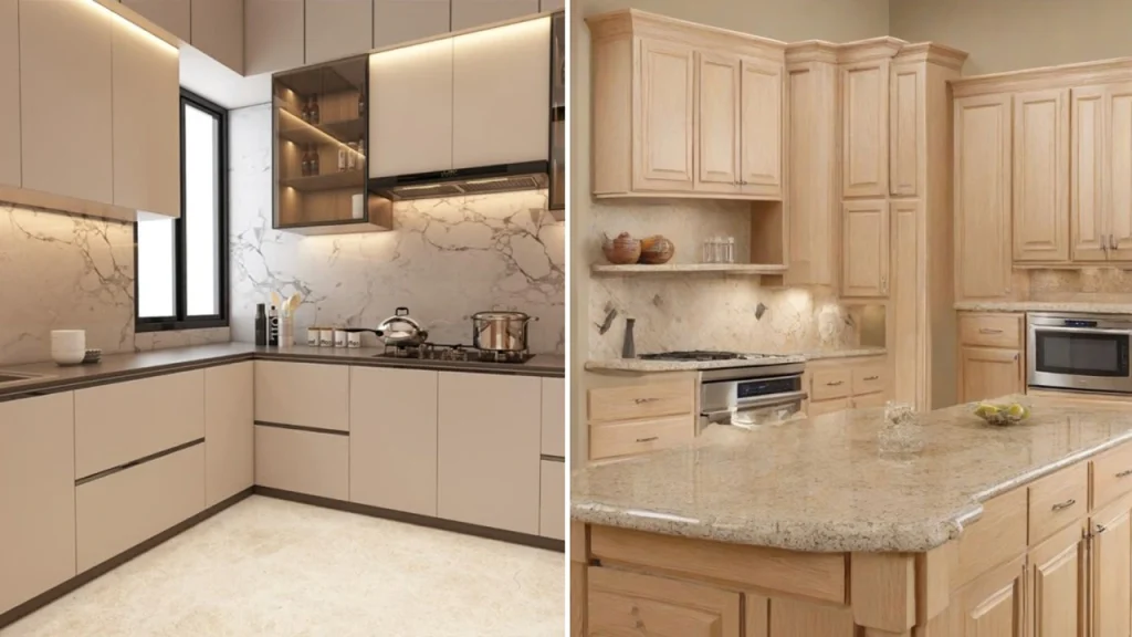 مدل کابینت آشپزخانه با رنگ بژ