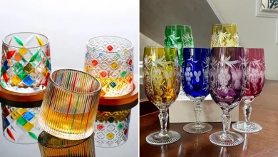 مدل لیوان رنگی کریستالی