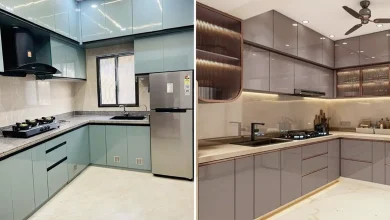 هایگلاس مدل کابینت آشپزخانه دو طرفه