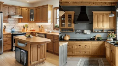 مدل کابینت آشپزخانه با چوب بلوط