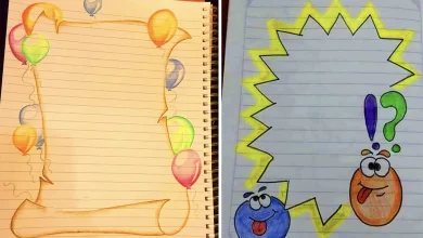 نقاشی ساده کنار حاشیه دفتر