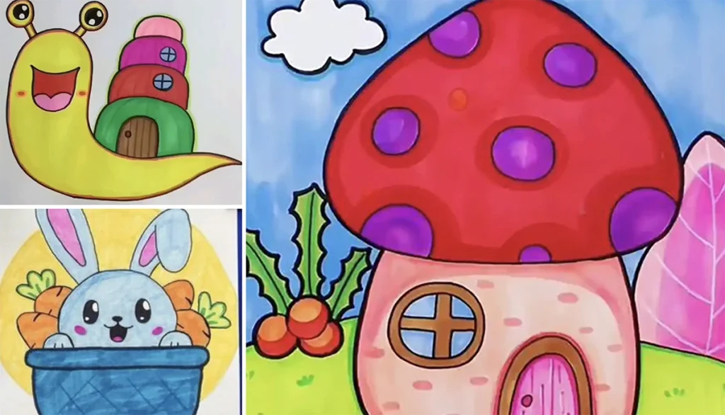 نقاشی پررنگ و لعاب دخترانه