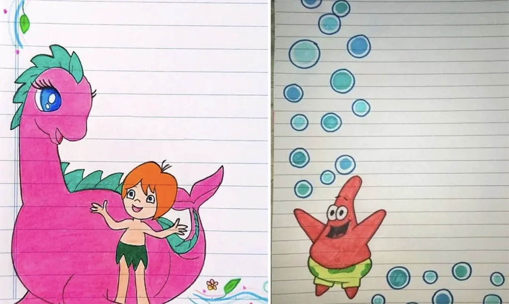 تزیین دفتر با نقاشی های رنگی و ساده