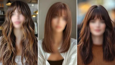 مدل رنگ موی قهوه‌ای برای موهای چتری