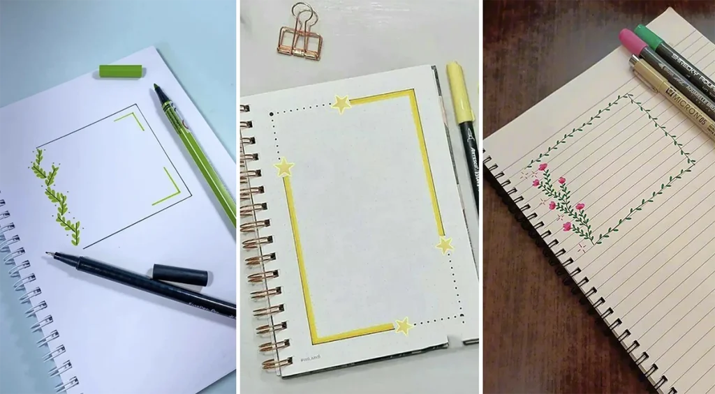 دیزاین نقاشی شیک و ساده حاشیه دفتر مدرسه